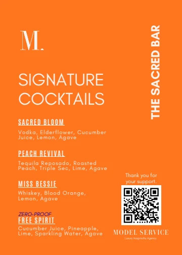 Signature cocktail menu designed for the celebration